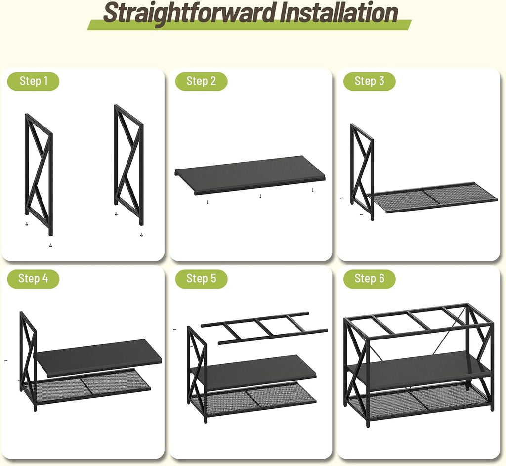 55-75 Gallon Fish Tank Stand with 3-Tier Storage Shelf, Metal Aquarium Stand for Reptile Terrarium Turtle and Breeder