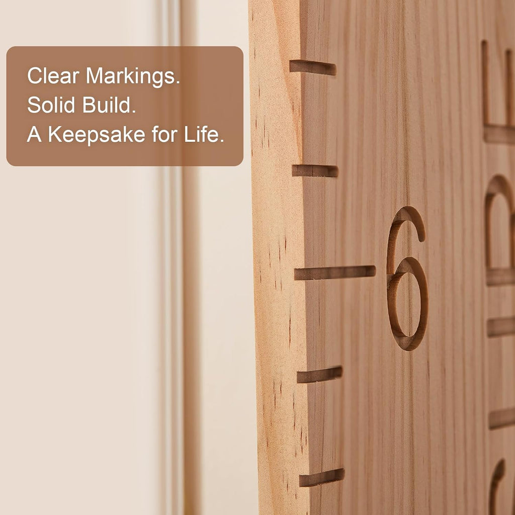 One-Piece Height Chart for Kids, Solid Wood Growth Chart for Wall Measurement Board Wall Decor