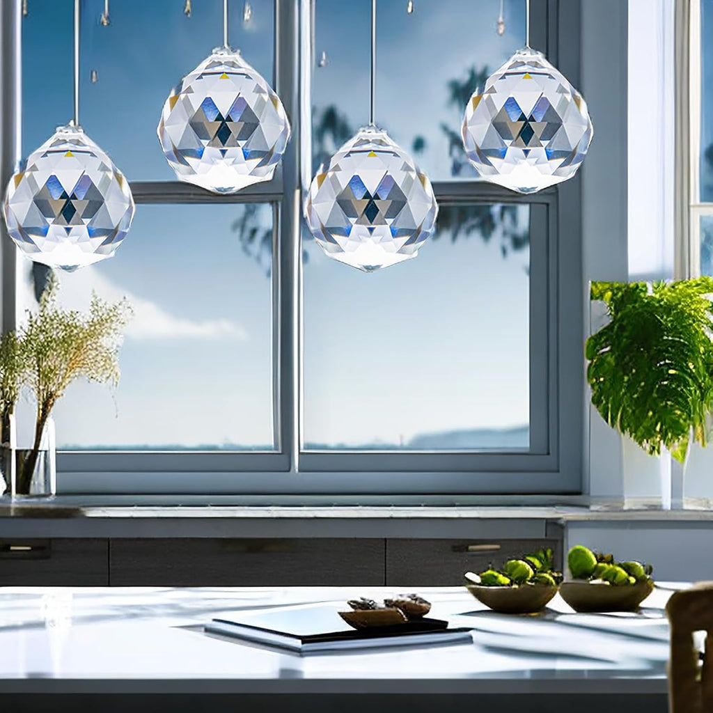 20 Pack Upgraded Crystal Ball Prism 40mm / 1.57 Inch Decorative Ball - Suncatcher Rainbow Pendants Maker - Perfect