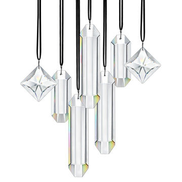 Set 7 Clear Crystal Prisms Suncatchers Window Hanging, Modern Grief Gift