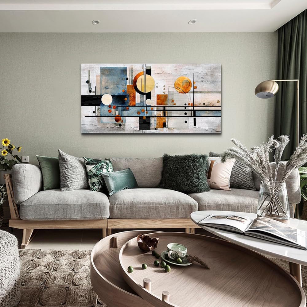 Large Modern Abstract Horizontal Wall Art, 40x20 In