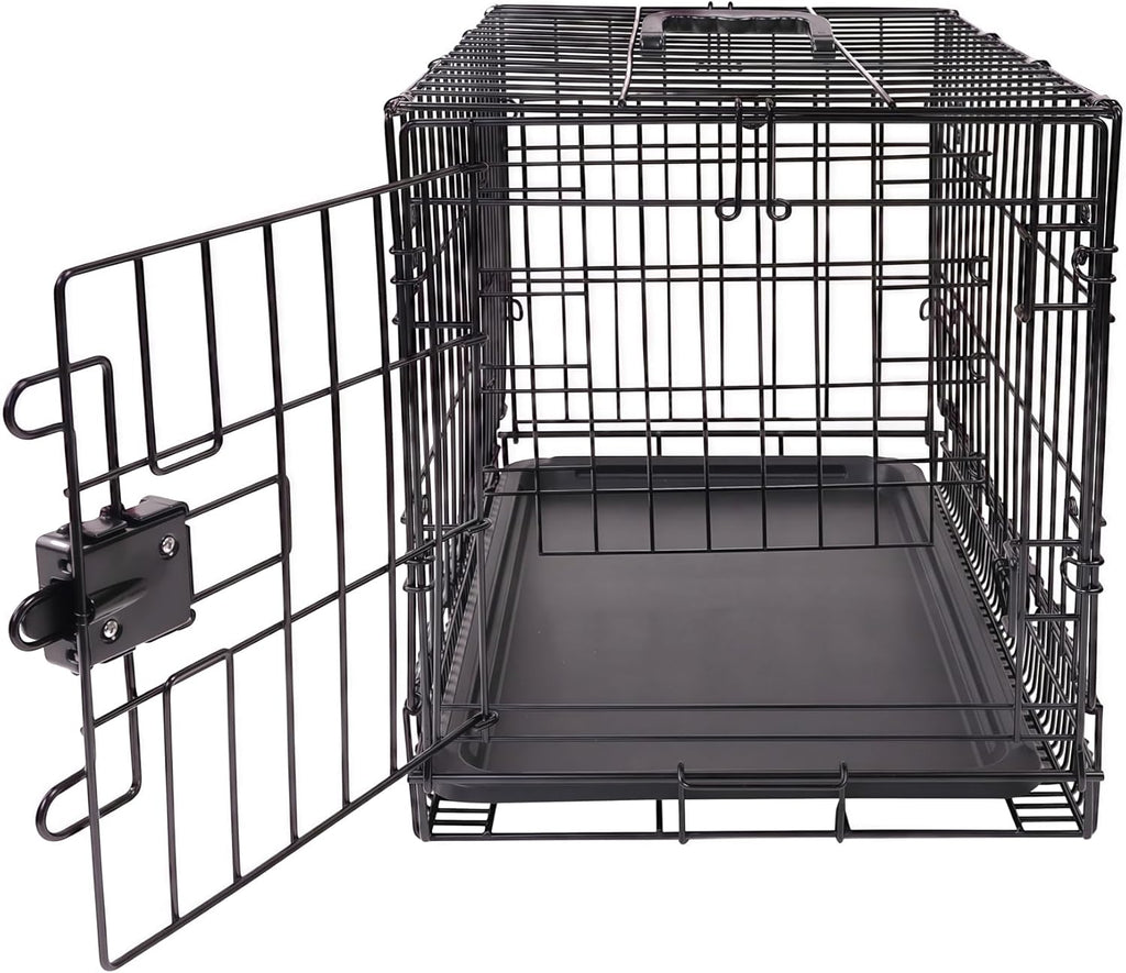 Portable, Foldable Metal Wire Dog Crate with Removable Tray, Single Door, Divider Panel, Quick Setup, 30 x 19 x 21 in