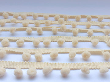 Pom Pom Trim 8 Yards 8mm Ball Fringe Trim for Sewing Accessory Decoration DIY Crafts (Beige, 8mm 180804)