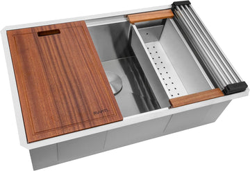 32-in Stainless Steel Undermount Workstation Kitchen Sink-RVH8300