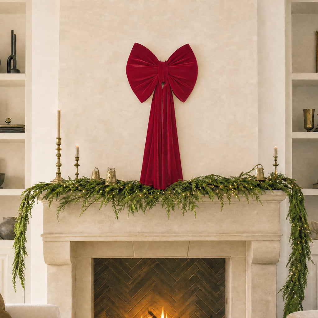 Christmas Decorations - 3FT Large Red Velvet Christmas Tree Topper Bow