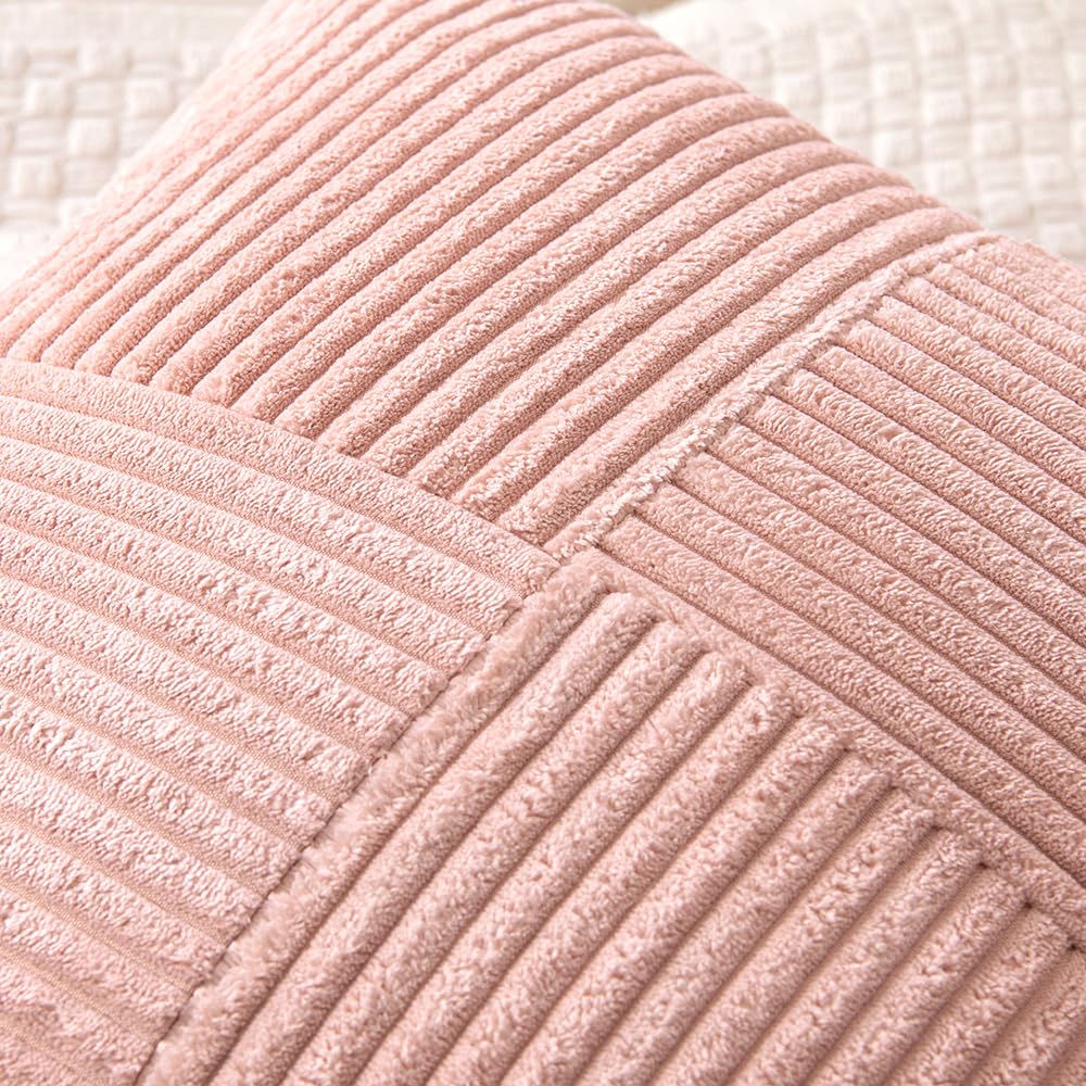 Pink Decorative Lumbar Throw Pillow Covers 12x20 Inch 2 Pack