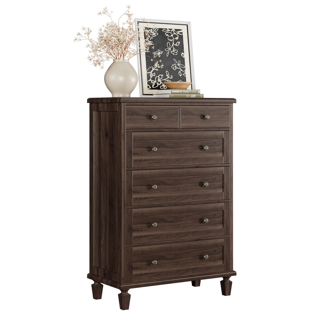 6 Drawer, 47" Vintage, Dark Brown