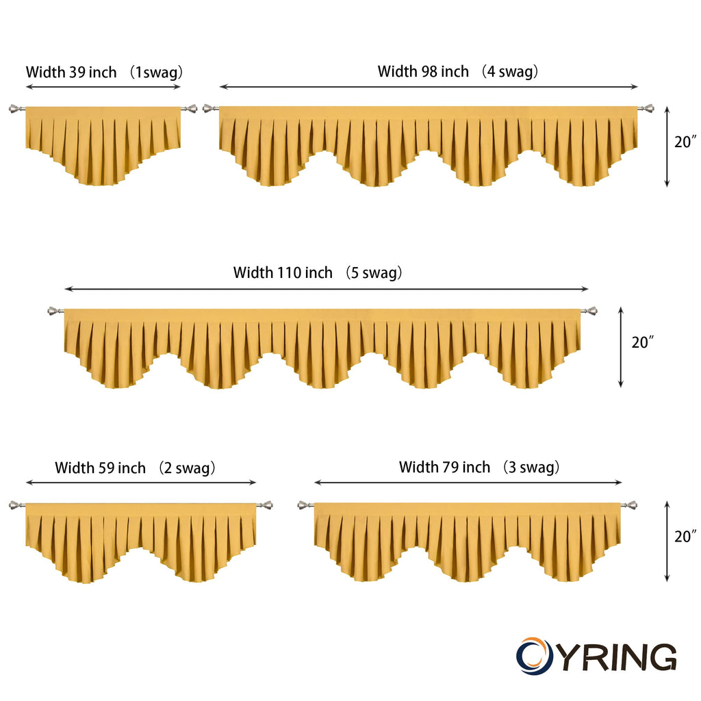 Blackout valances for Windows Energy Efficient Rod Pocket Curtain Valance Kitchen and Bedroom, Width 98 inch (Yellow