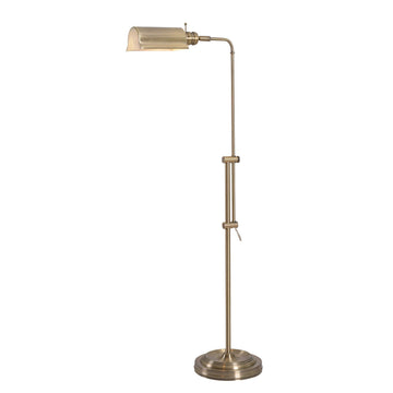 Denton Floor Lamp with Antique Brass Finish, Classic Style, 50" Height, 10.125" Width, 19.5" Depth