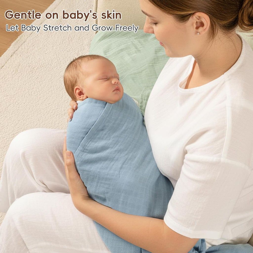 4 Pack Baby Muslin Swaddle Blankets 47" x 47", 100% Cotton Swaddle Wrap for Boys Girls, Ultra Soft Breathable