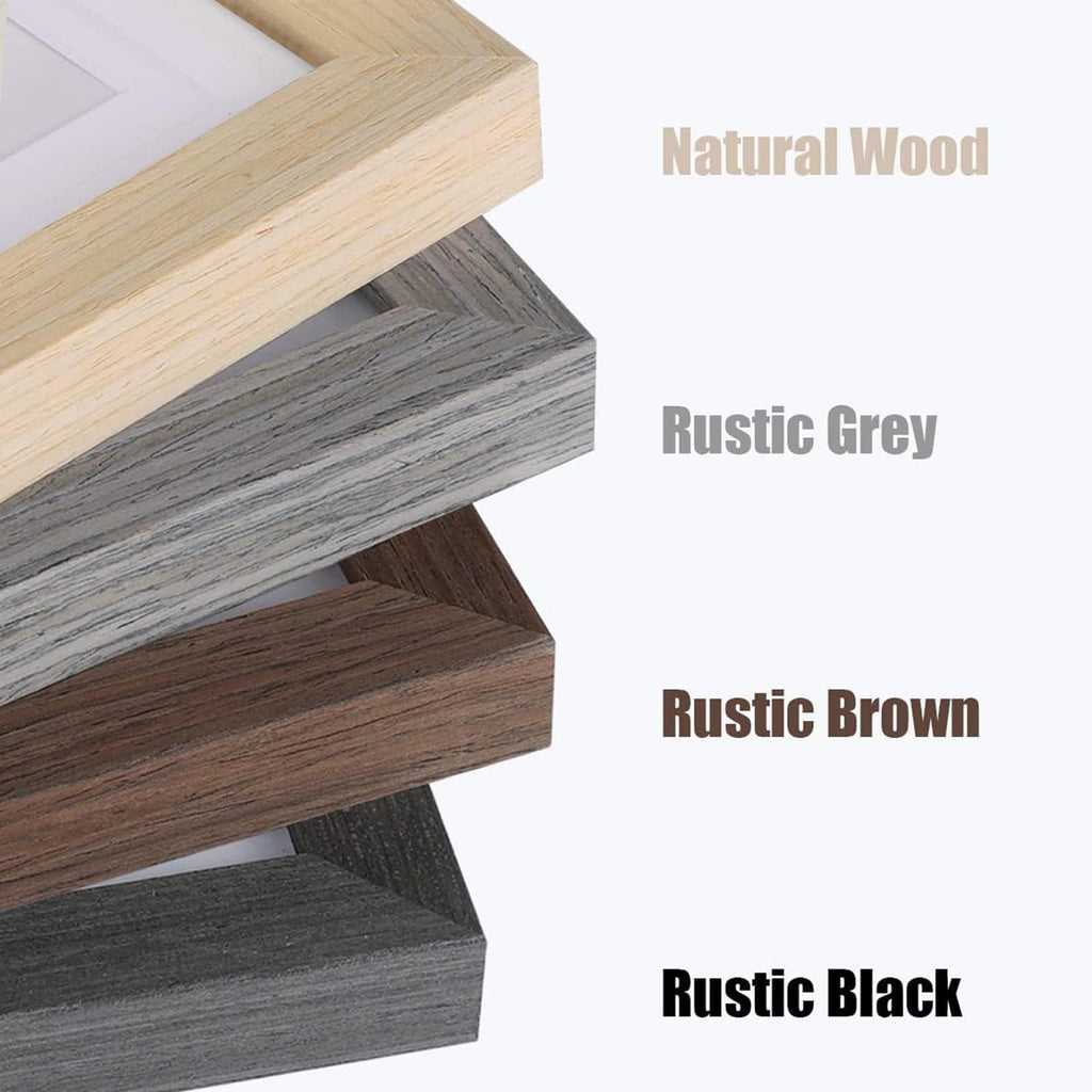 12x16 Picture Frame Set of 4, Made of Solid Wood Multicolor Photo Frame Covered by Plexiglass 9x12 and 11x14 with Mat