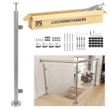 2-Pack Glass Railing Posts - 110cm, Silver