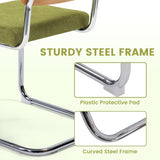 Dining Chairs Set of 2, Modern Rattan Kitchen Chairs, Mid Century Modern Design, Polished Chrome Frame