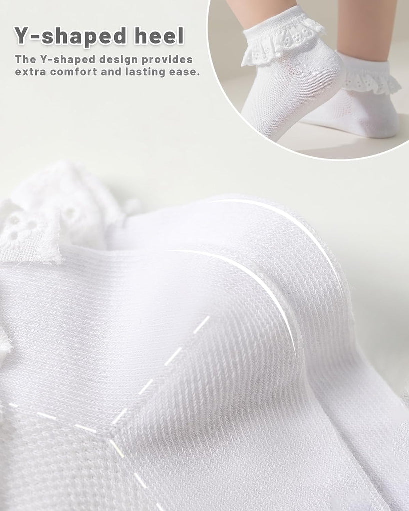 Girls Toddler Little Girls White Ruffle Socks Dress Lace Frilly