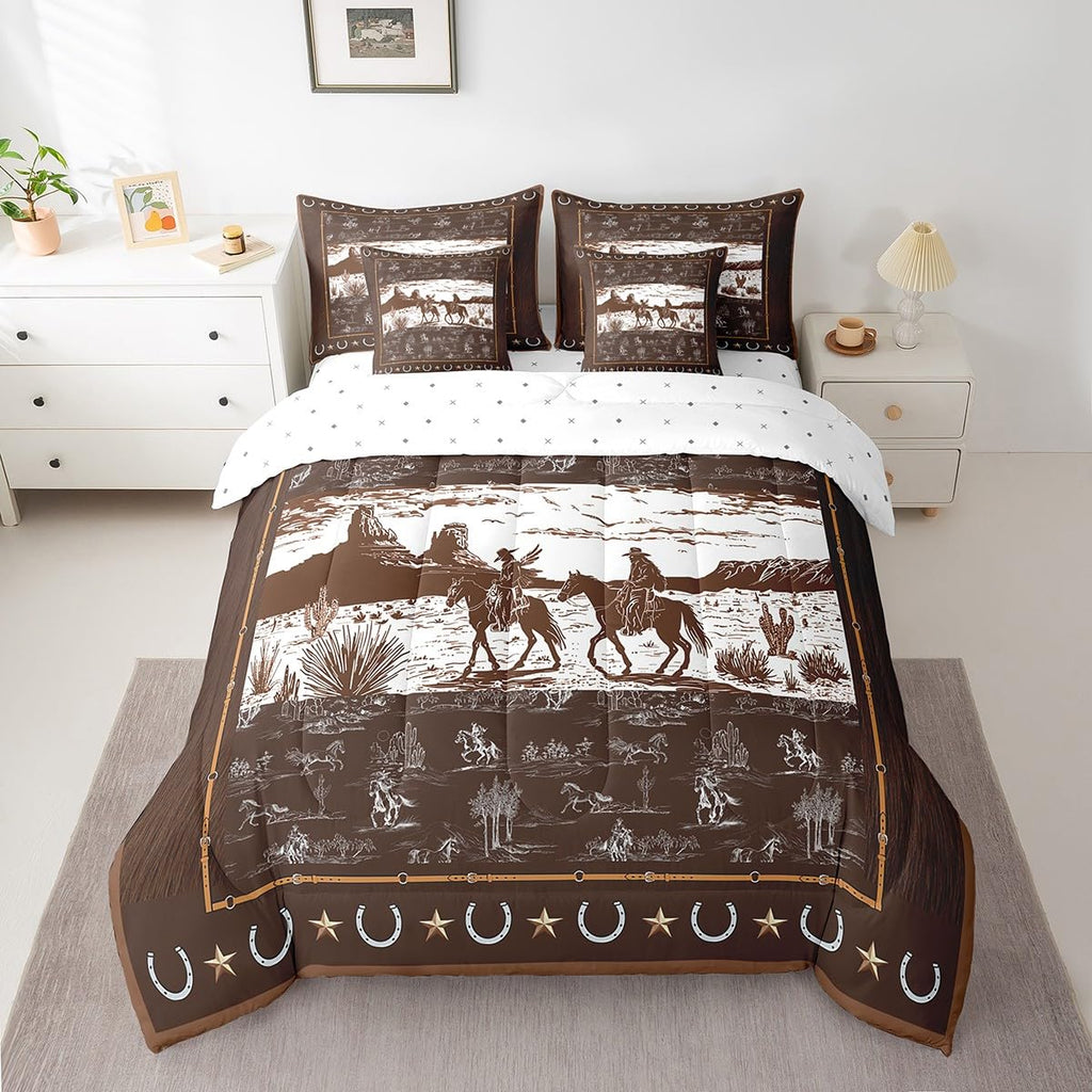 Western Aztec Comforter Set 7 Pieces Horse Bedding Set