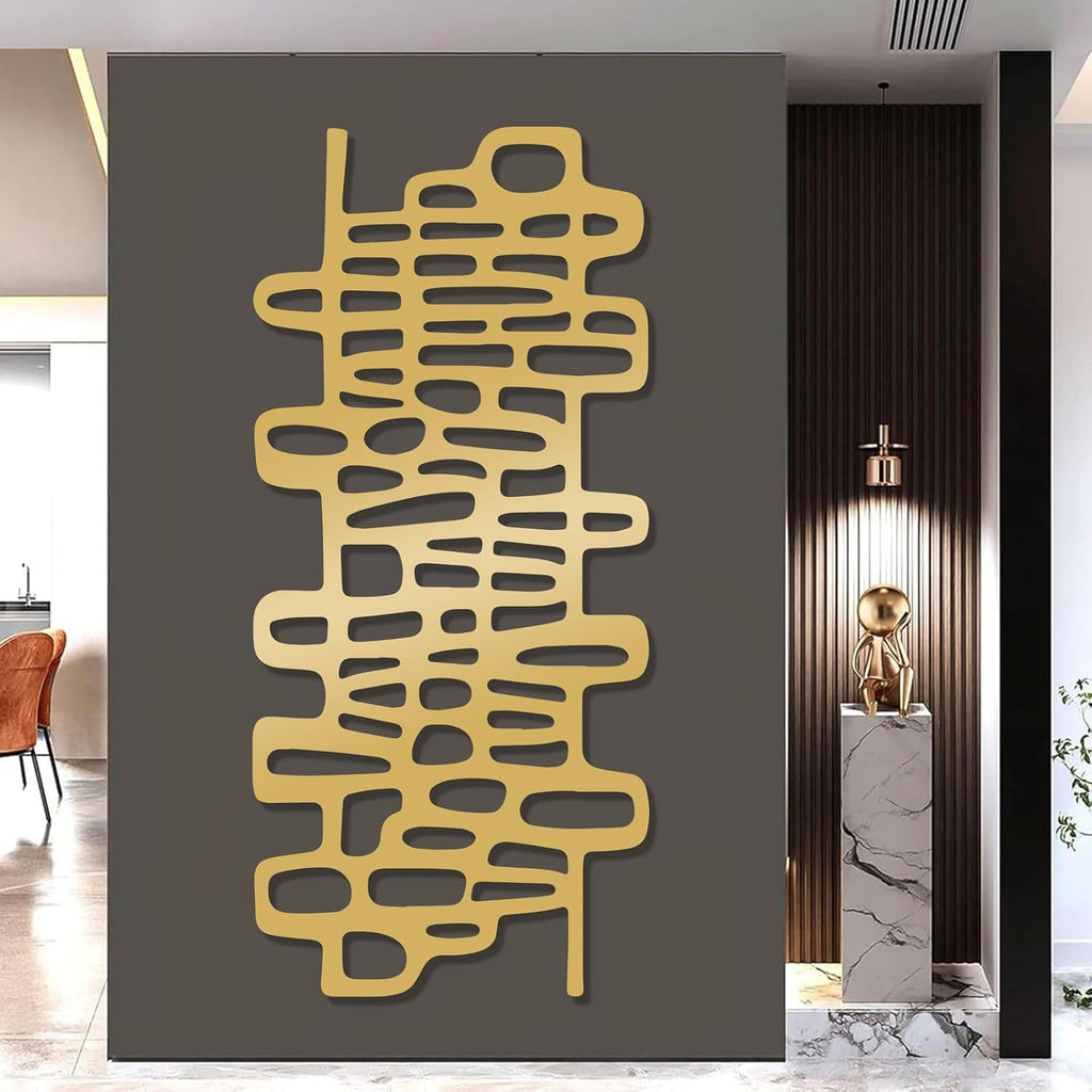 Vertical Abstract Metal Wall Decor, Contemporary Geometric Wall Art, Abstract Geometric Wall Hanging, Luxury Modern
