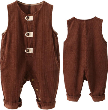 Infant Girl Baby Boy Corduroy Overalls Romper Button Suspender Big Pants Jumpsuit Outfit Clothes