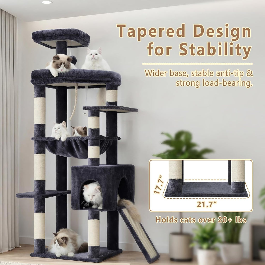 64.2" Heavy-Duty Cat Tree for Large Cats with Wide Base