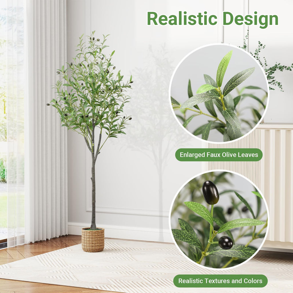 5 Feet Artificial Olive Trees Indoor, Fake Faux Olive Silk Tree
