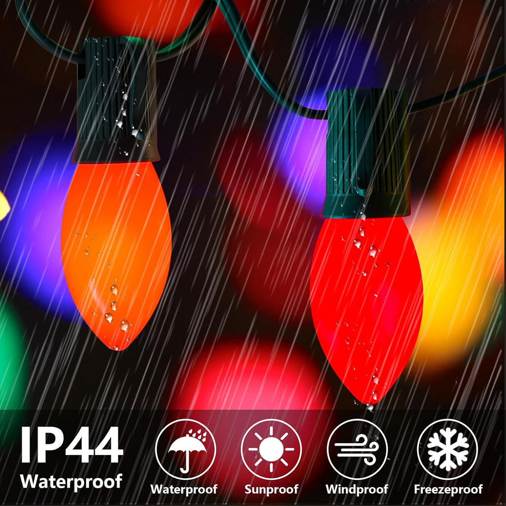 C9 Christmas Lights Outdoor 25Ft Vintage Incandescent Christmas Lights with 26 Multicolor Ceramic Glass C9 Bulbs(1