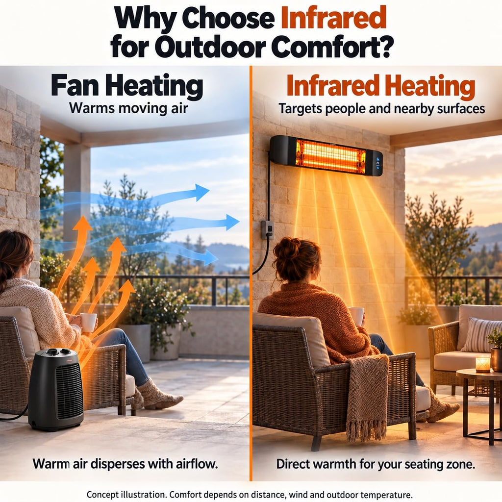 Electric Infrared Patio Heater, WiFi Wall-Mount, Black