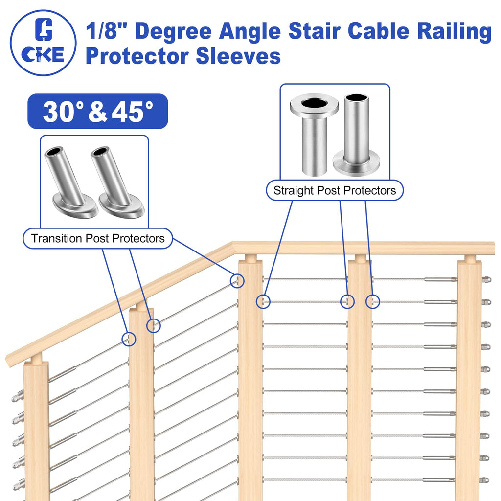 100 Pack T316 Stainless Steel Protector Sleeves for 1/8" 5/32" or 3/16" Wire Rope Cable Railing, Marine Grade