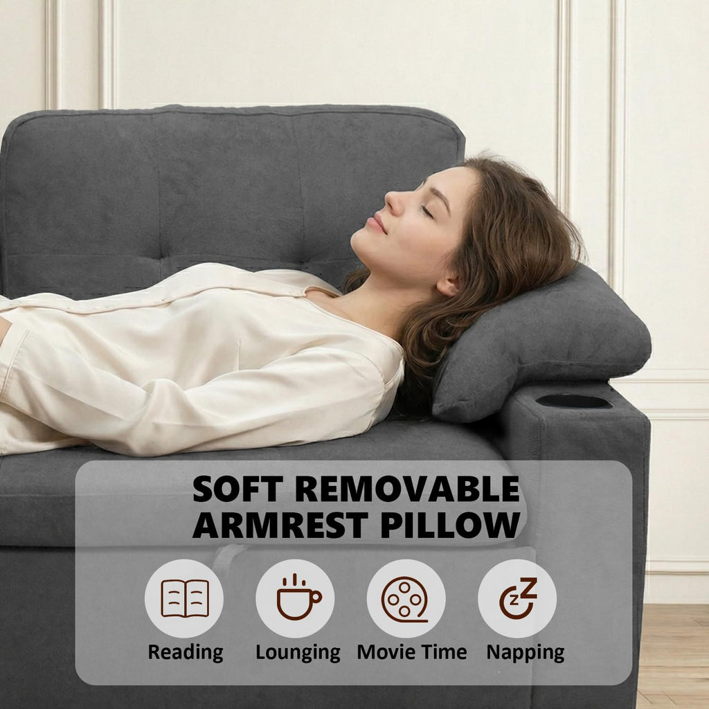 93" L Shaped Sleeper Sofa Bed, Pull Out Sectional Couch with Storage Chaise/Reclining Backrest, Sectional Couches