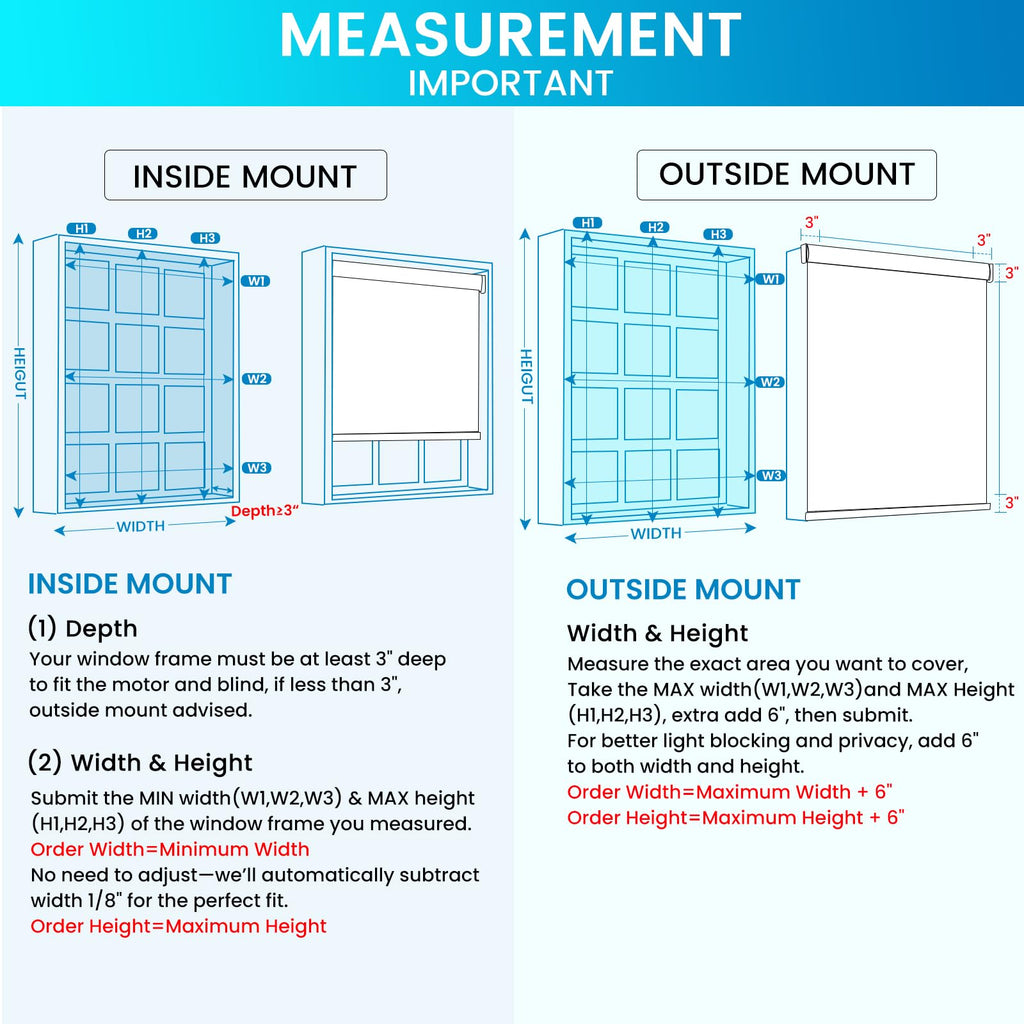 Motorized 100% Blackout Roller Shades - Smart Blinds with Remote Control, Rechargeable Battery or Plug-in Motor, Tuya