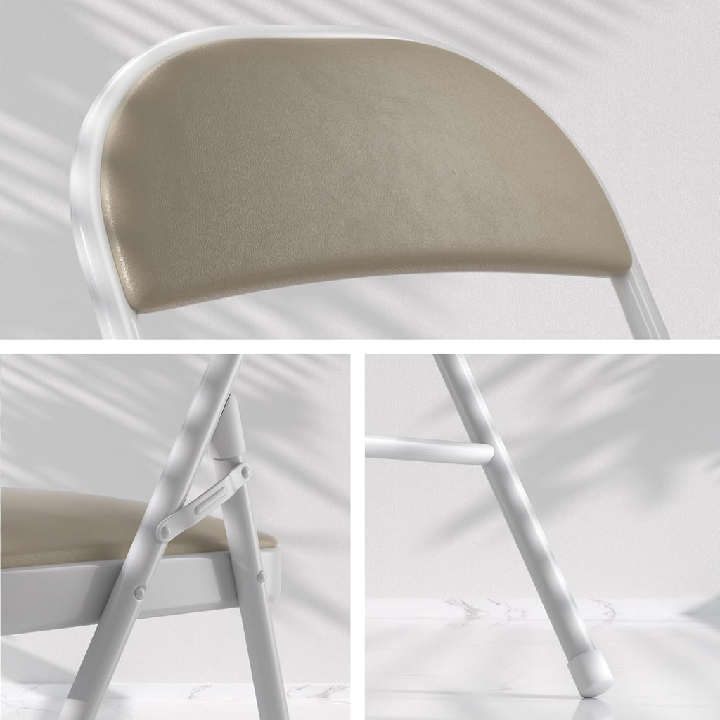 Folding Chairs Set, Indoor Outdoor, Beige & White