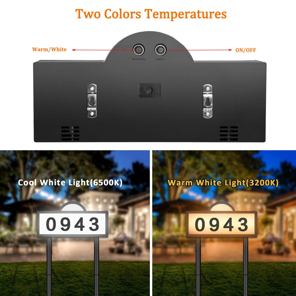 Solar House Numbers for Outside, Lighted Address Sign Yard