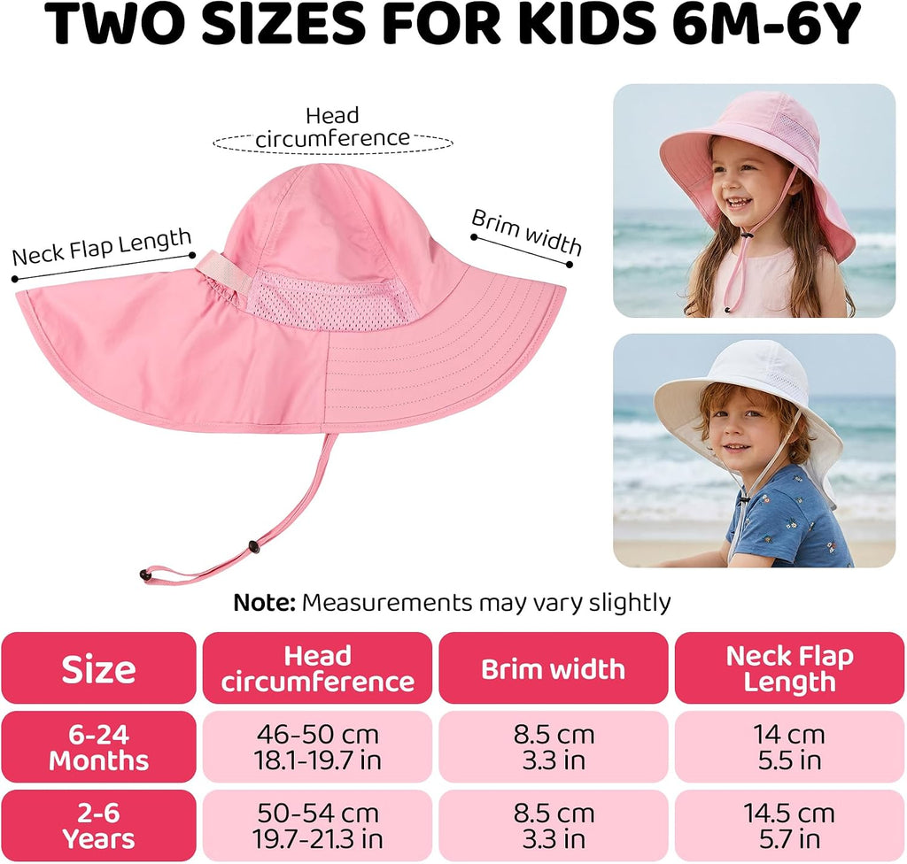 Baby Sun Hat with Neck Flap UPF 50+ for Toddler Sun Protection Beach Hat