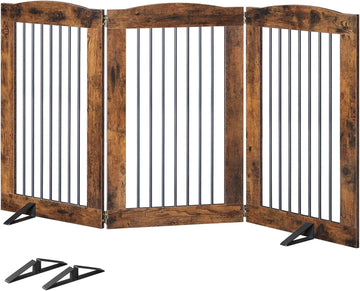 Indoor Dog Gate with Support Feet, Freestanding Pet Gate for Doorway, Stairs, 31.5 Inch 3 Panels, Folding Dog Fence