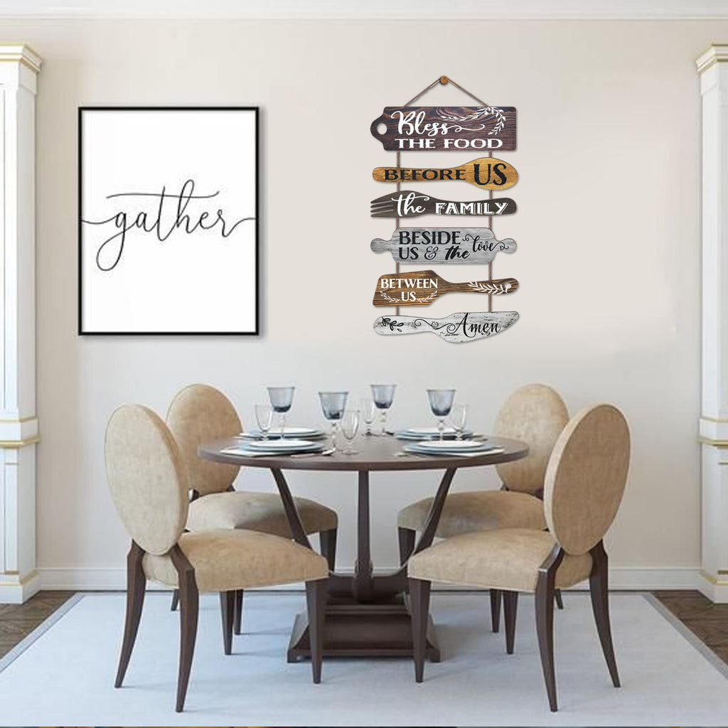 Bless the Food Before Us Farmhouse Kitchen Wall Sign 6pcs