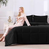 Queen Comforter Set Black - 7 Pieces Bed in a Bag Queen, All Season Soft Bedding Set