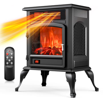 Electric Fireplace Stove Heater with 3D Flame, 1500W &Flame-Only Mode