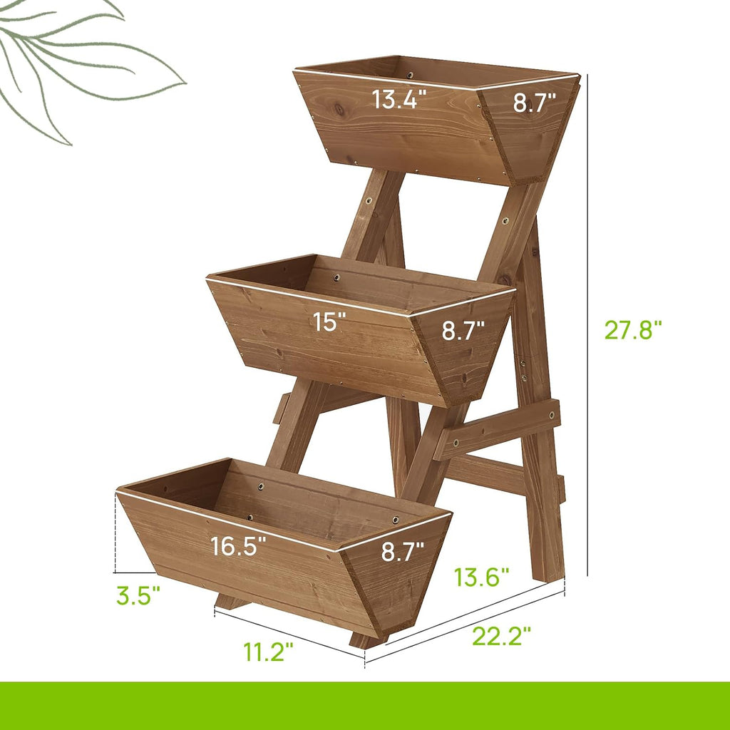 3 Tier Vertical Garden Planter Raised Garden Bed Tiered Planter Box Outdoor | Wood Planter Box Plant Stand Gardening
