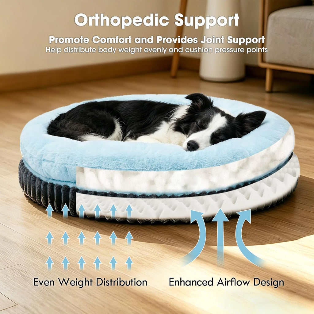 Home Orthopedic Dog Bed for Medium Dogs, Ice Blue