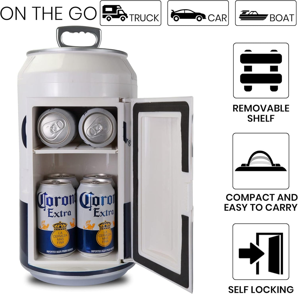 Corona Mini Fridge - Refrigerator for Bedroom Office, Portable Table Top Beverage Cooler, 12V 110V Refrigerador For
