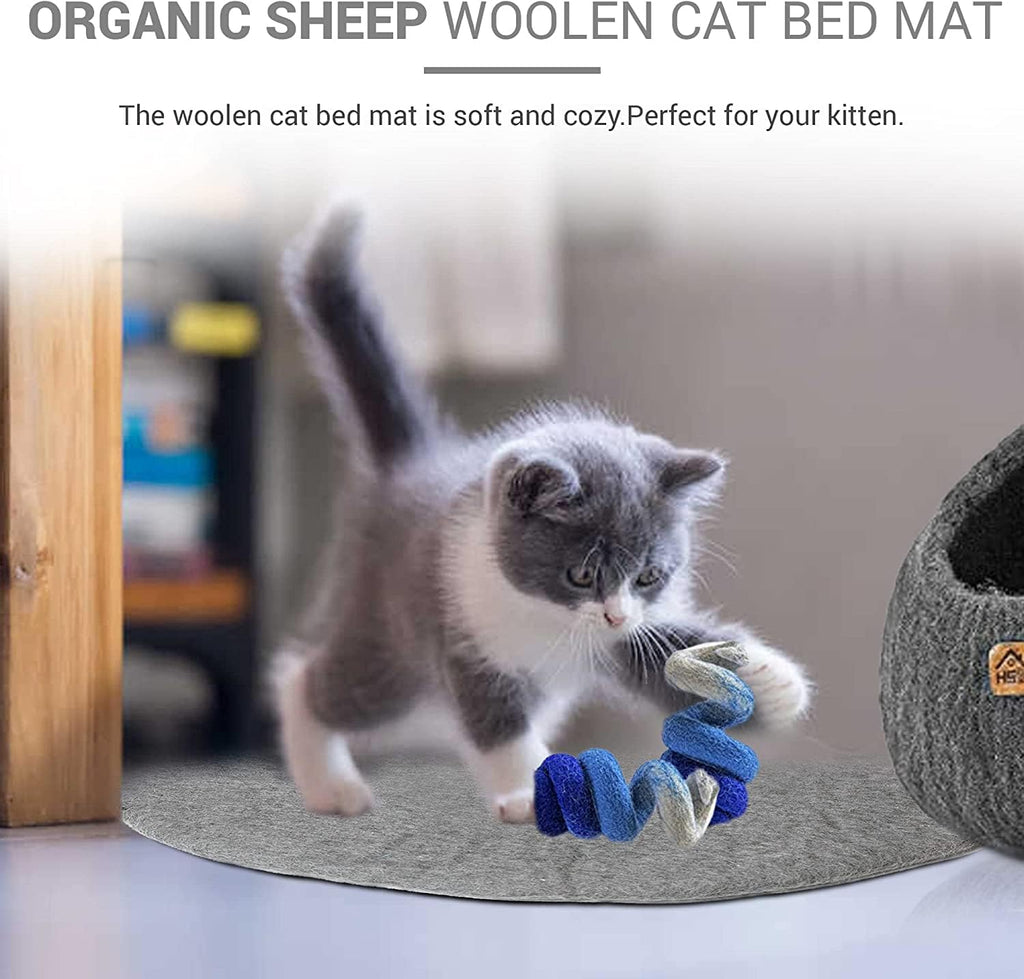 Cat Bed Mat Natural Merino Wool Cozy Large Carpet Pad for Pet Cats Kitty Small Dog House Warm Organic Sheep Wool