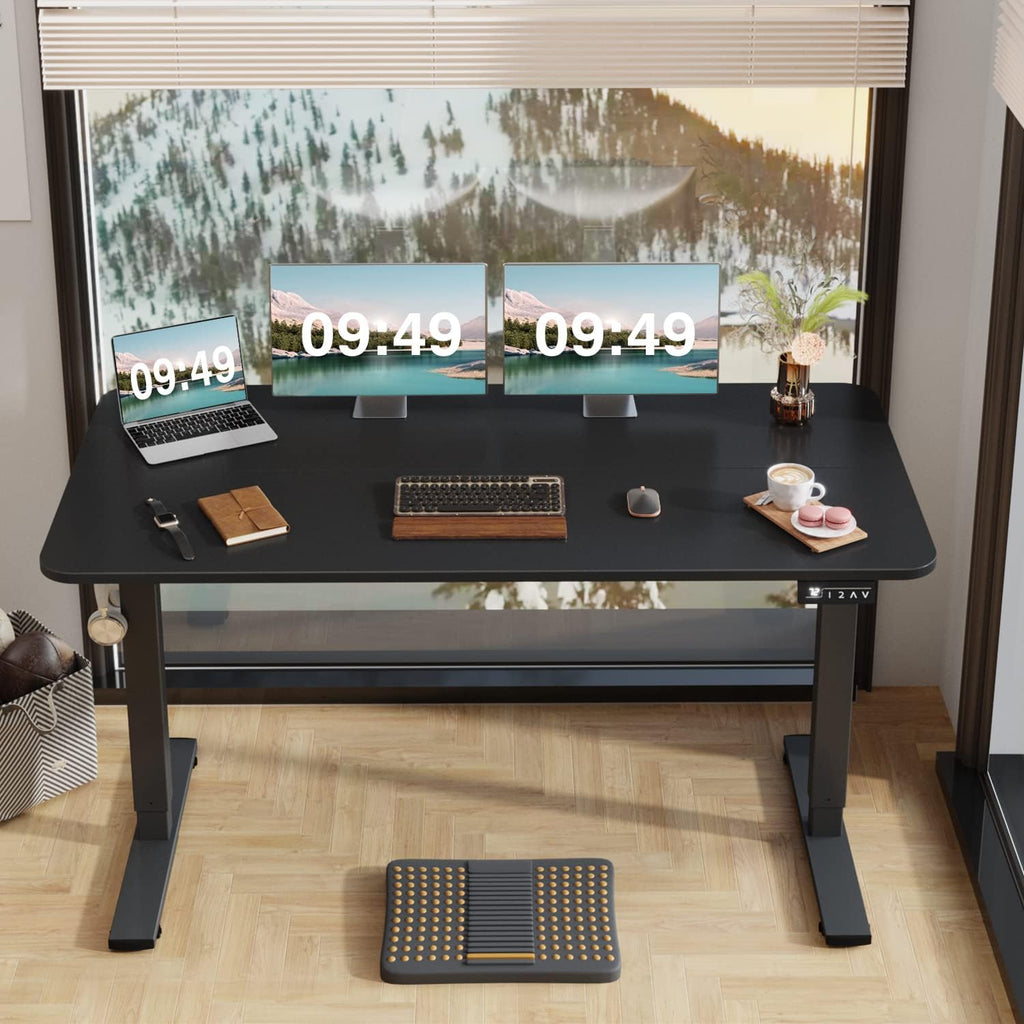 55 x 24 Inches Electric Height Adjustable Standing Desk Large Sit Stand Up Desk Home Office Computer Desk Memory