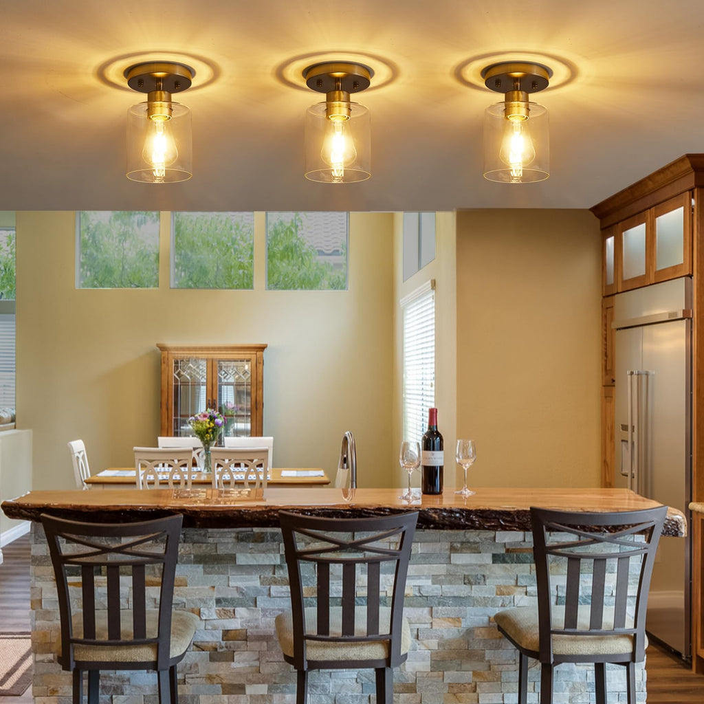 1-Light Flush Mount Ceiling Light, Brushed Nickel Hallway Light Fixtures, Small Kitchen Lighting Fixtures Ceiling