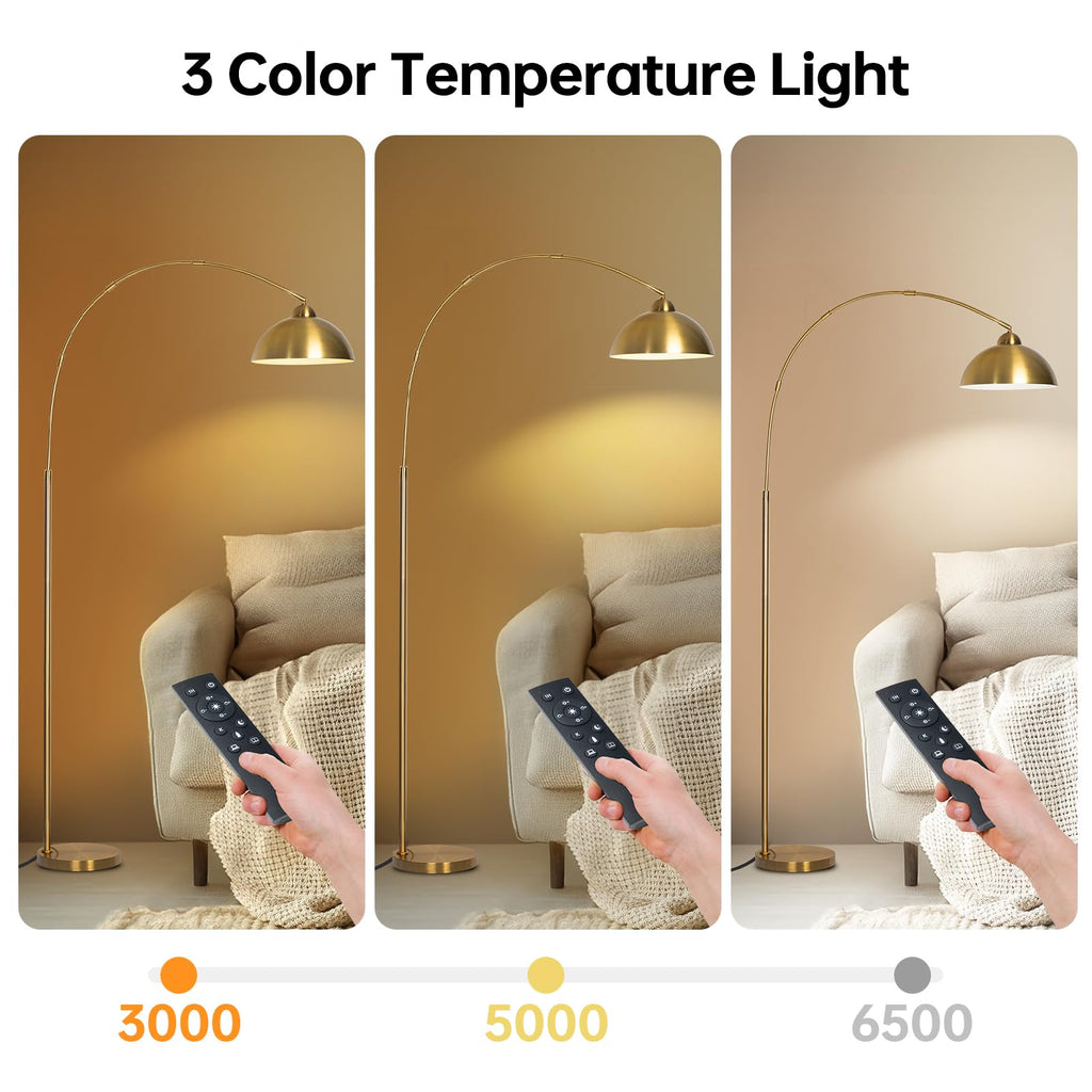 Floor Lamp with 3 Light Modes Adjustable- Modern Arc Standing Tall Lamp Dimmable Brightness, Perfect, and Office