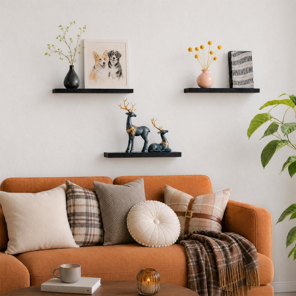 Floating Shelves for Wall Decor, Set of 3 Bathroom Shelves, 14In