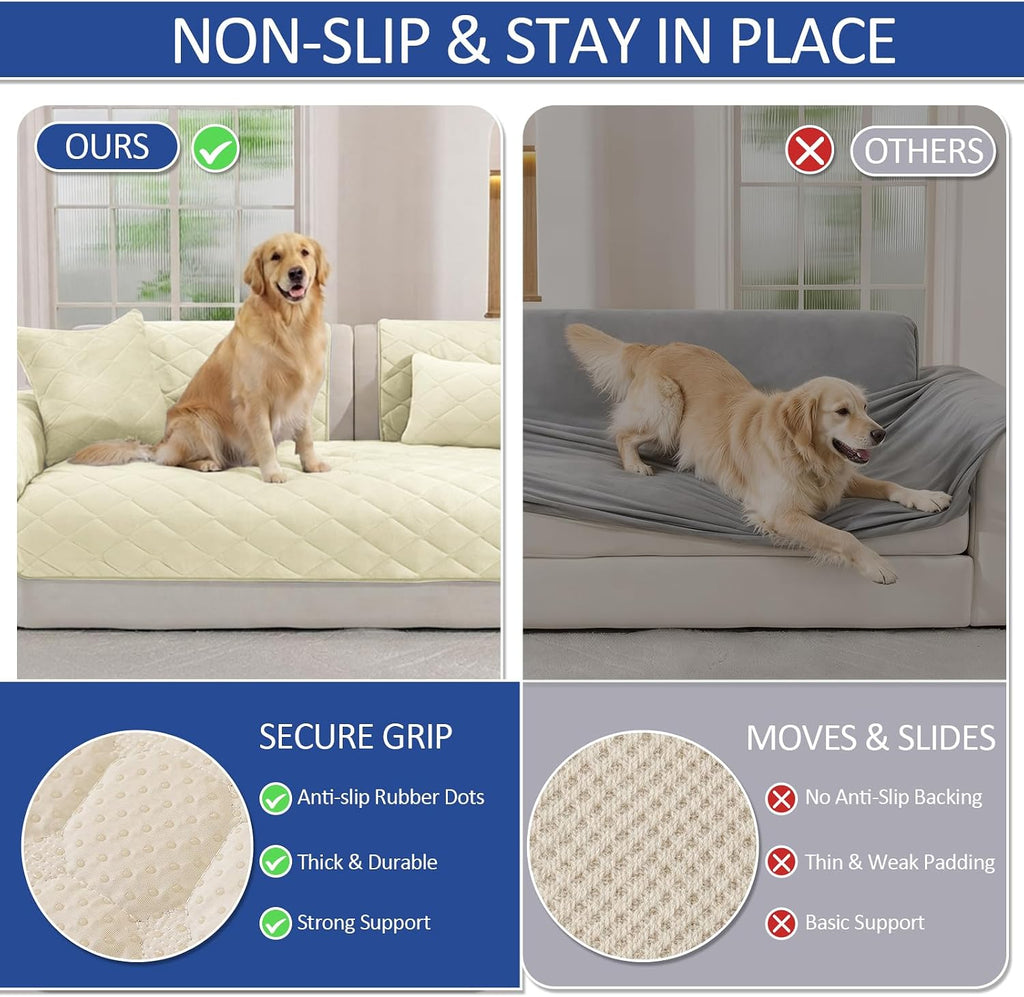 Fuzzy Couch Covers for Dogs Pet Sofa Cover with Non Slip Backing