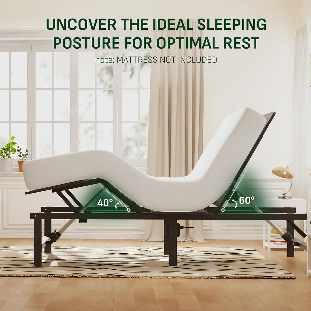 Split King Adjustable Bed Frame, Zero Gravity, Independent Head & Foot Incline, Wireless Remote, Memory Position, 900
