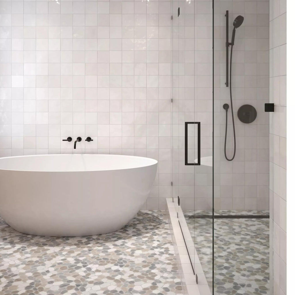 5x5 Glossy White Zellige Look Ceramic Wall Tile - Handmade Style Square Field Tile (4 Pieces)
