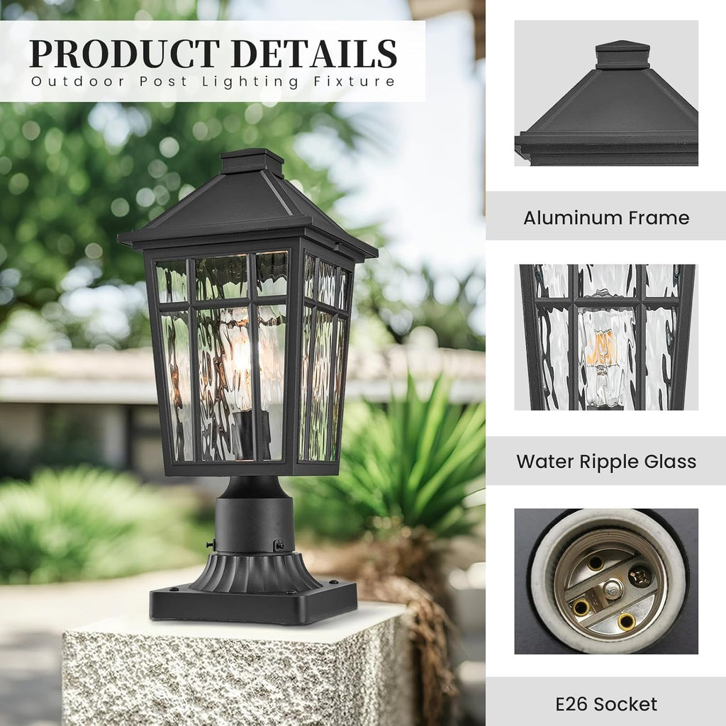 Outdoor Post Light Fixtures Black Outdoor Pole Light Waterproof Aluminum Pillar Lights Outdoor for Garden Patio Pathway