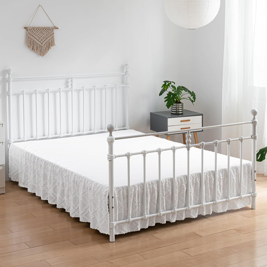 Tufted Bed Skirt King Size - Ruffled Bed Skirts with Split Corners