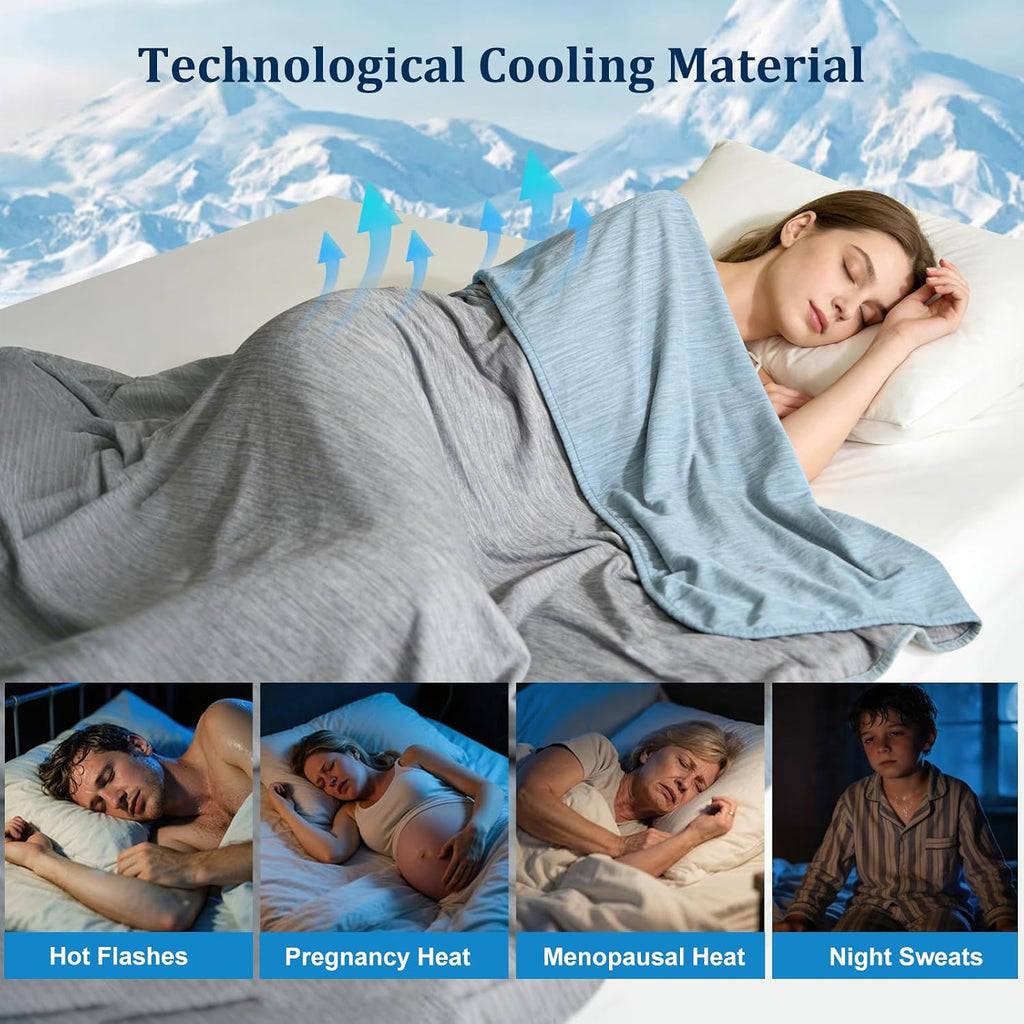 Double-Sided Cooling Blanket, Arc-Chill Q-Max >0.5 Cooling Fiber for Hot Sleepers Night Sweat Relief Lightweight