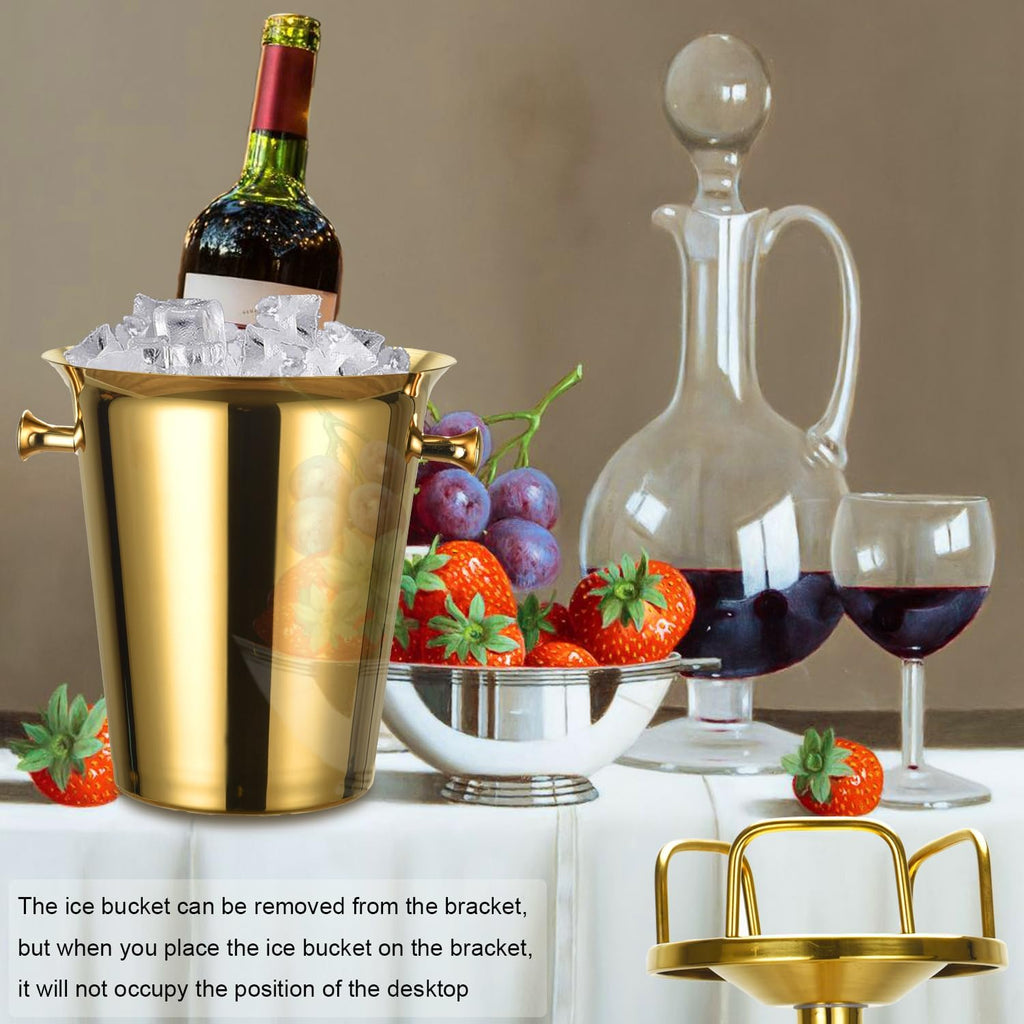 Champagne Bucket with Stand,Ice Bucket with Stand Stainless Steel Bucket Wine Chiller On Stand 12Lb Hammered Tall Ice
